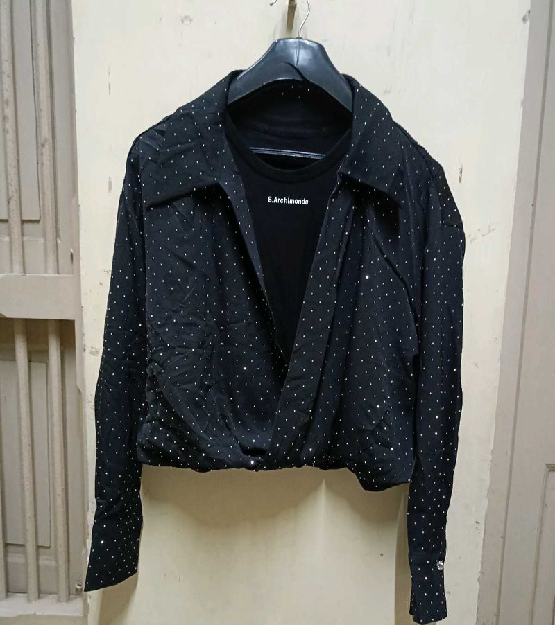 Stylish Black Embellished Jacket Unused