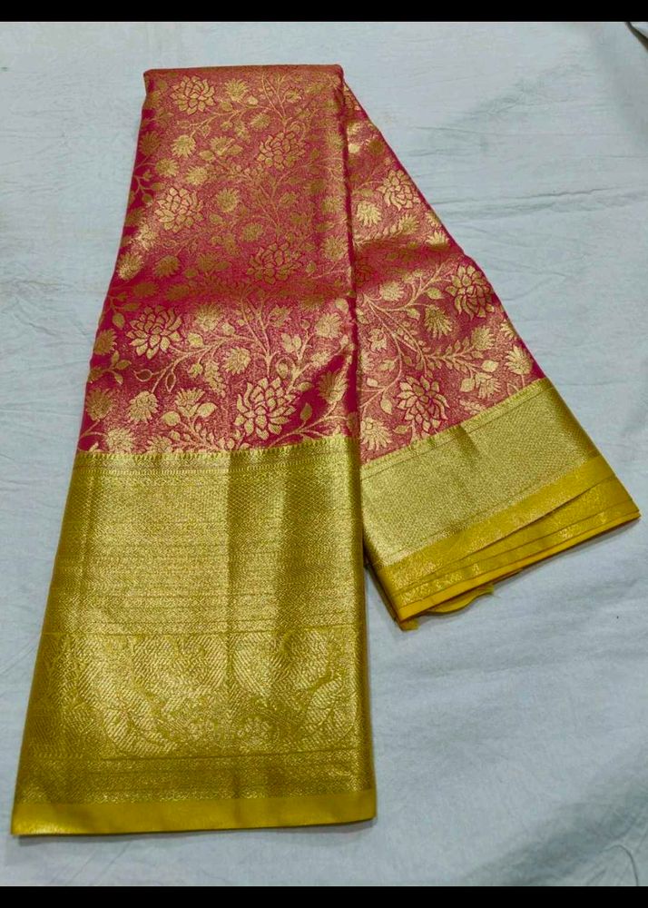 Elegant Pink &amp; Gold Saree