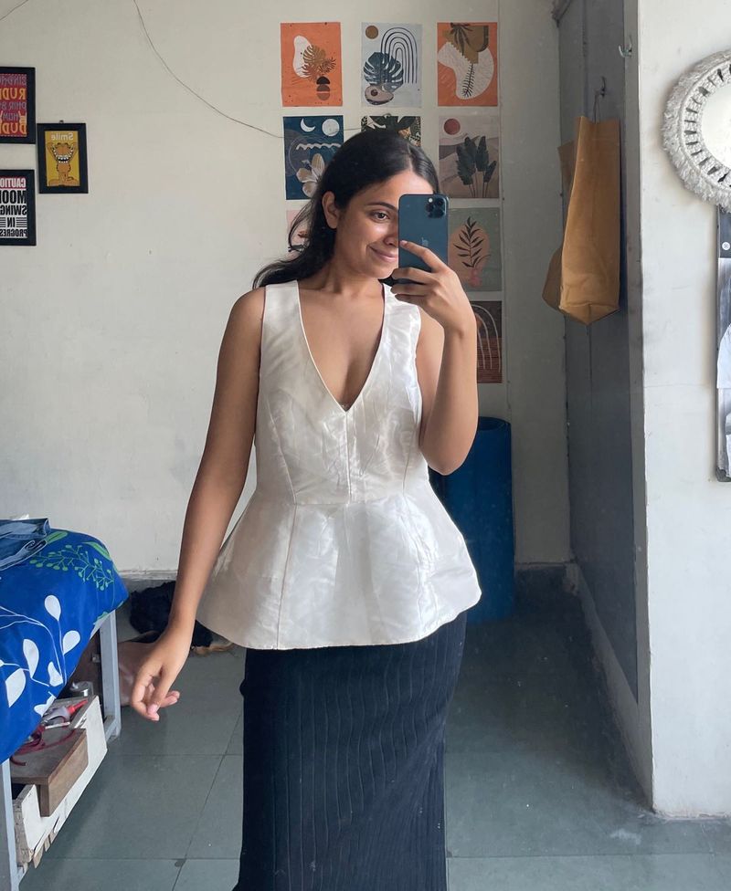 White Peplum Top