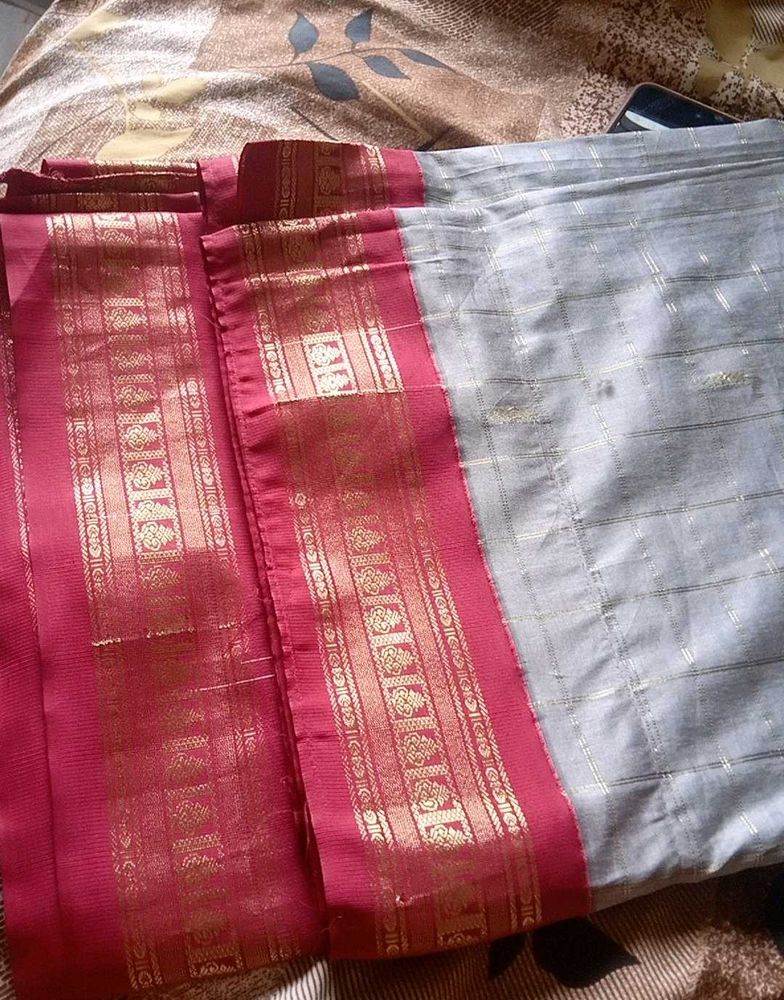 Elegant pattu saree without blouse