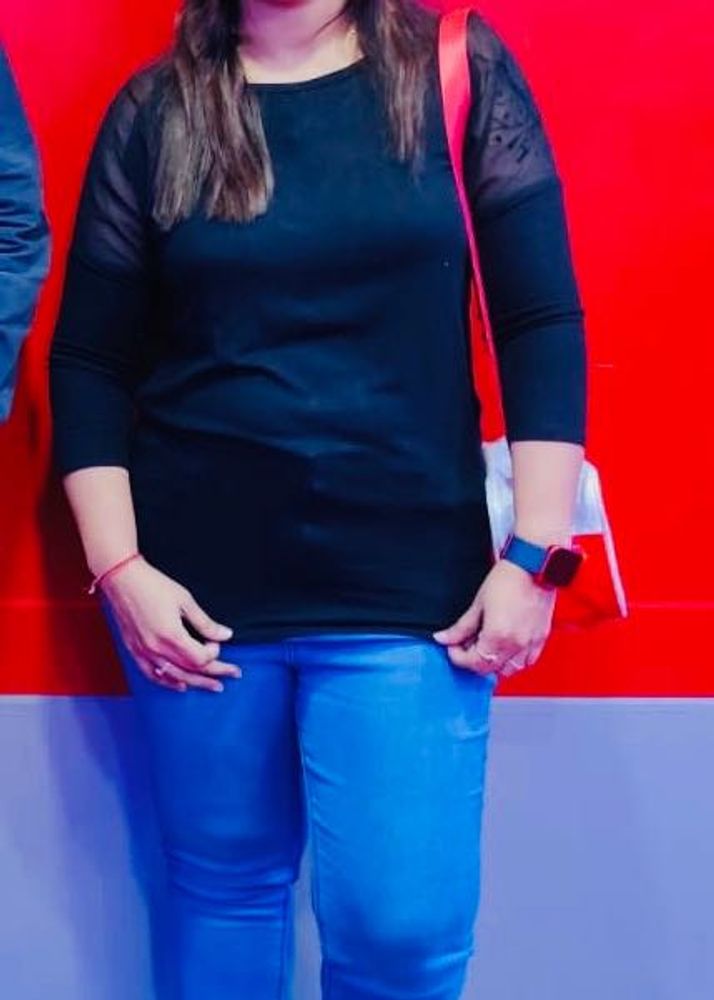 Black Sheer Sleeve Top