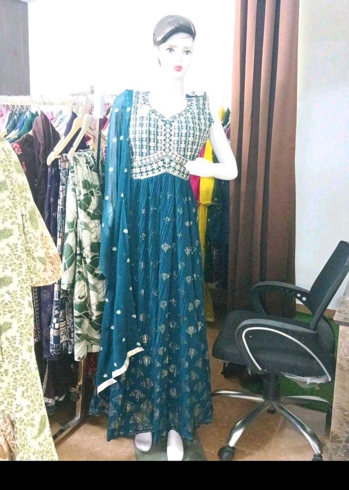 Elegant Teal Anarkali Kurta Set