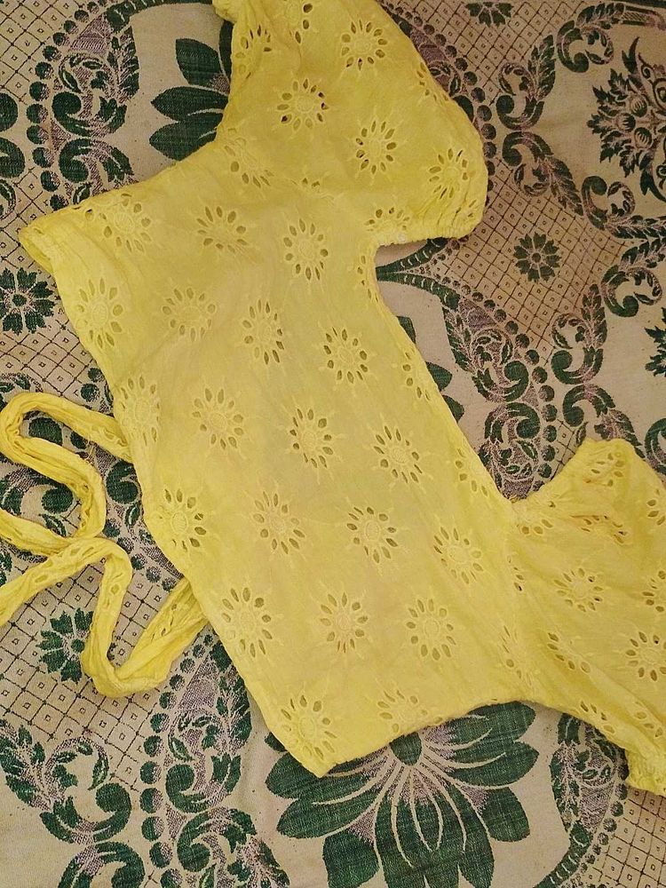 Yellow Eyelet Dress