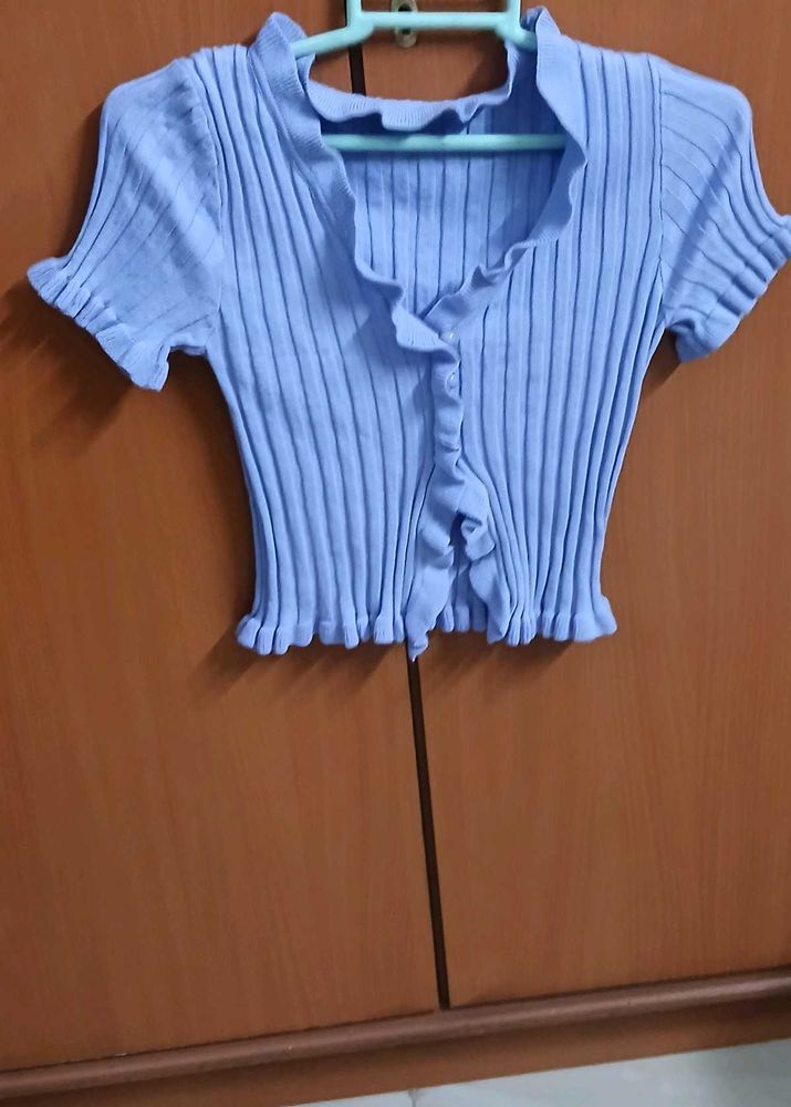 Lilac Cute Ruffle Knit Top