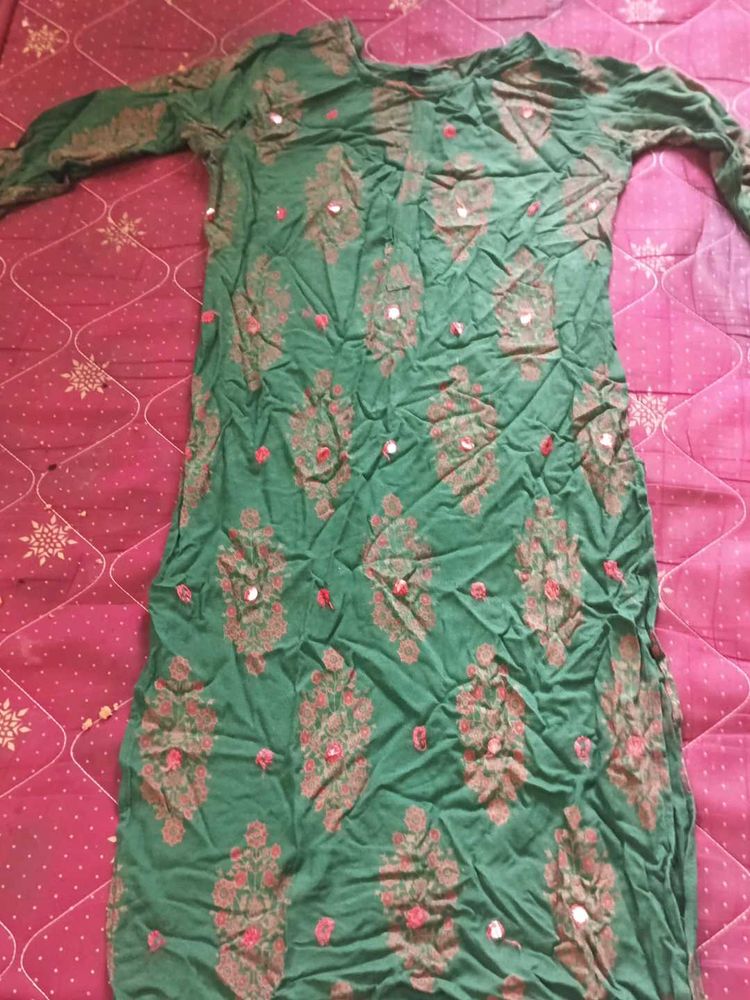 Green Printed Kurta