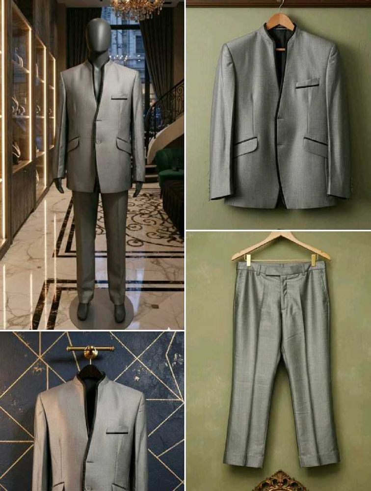 Sale📍 Gray Mandarin Collar Suit