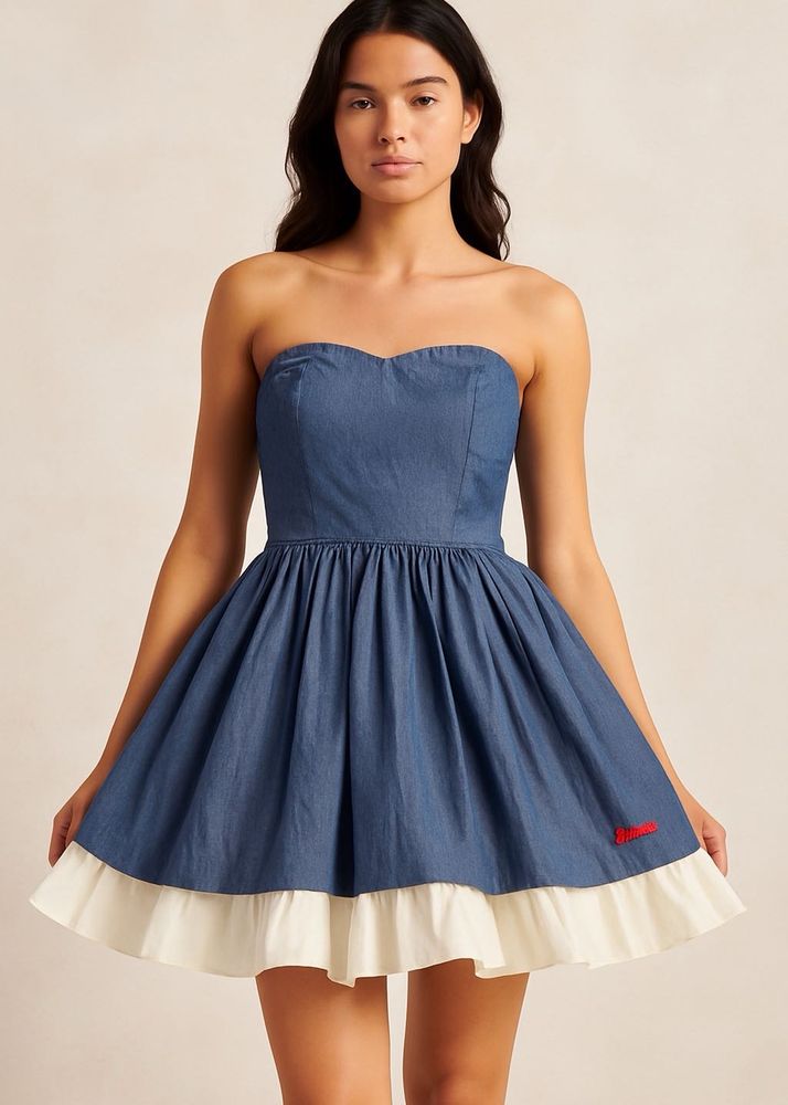 Superdry Strapless Chambray Dress