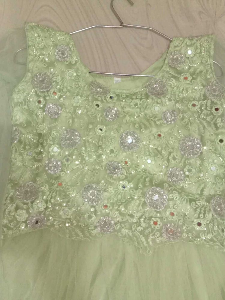 Green  Colour Beautiful Gown With Heavy Embroidery
