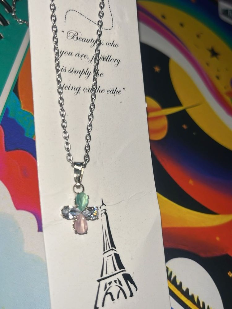 Charming Stone Cross Necklace