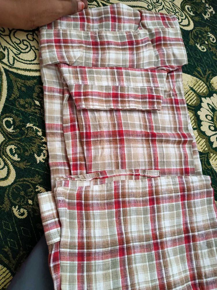 Red &amp; Beige Plaid Shirt