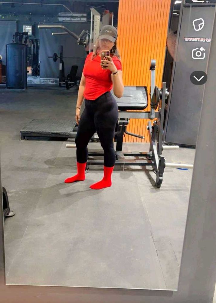 Red Top and Black Leggings