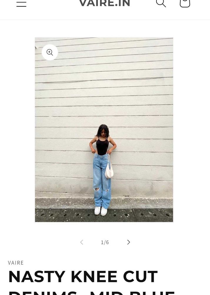 Knee Cut Mid Blue Denim