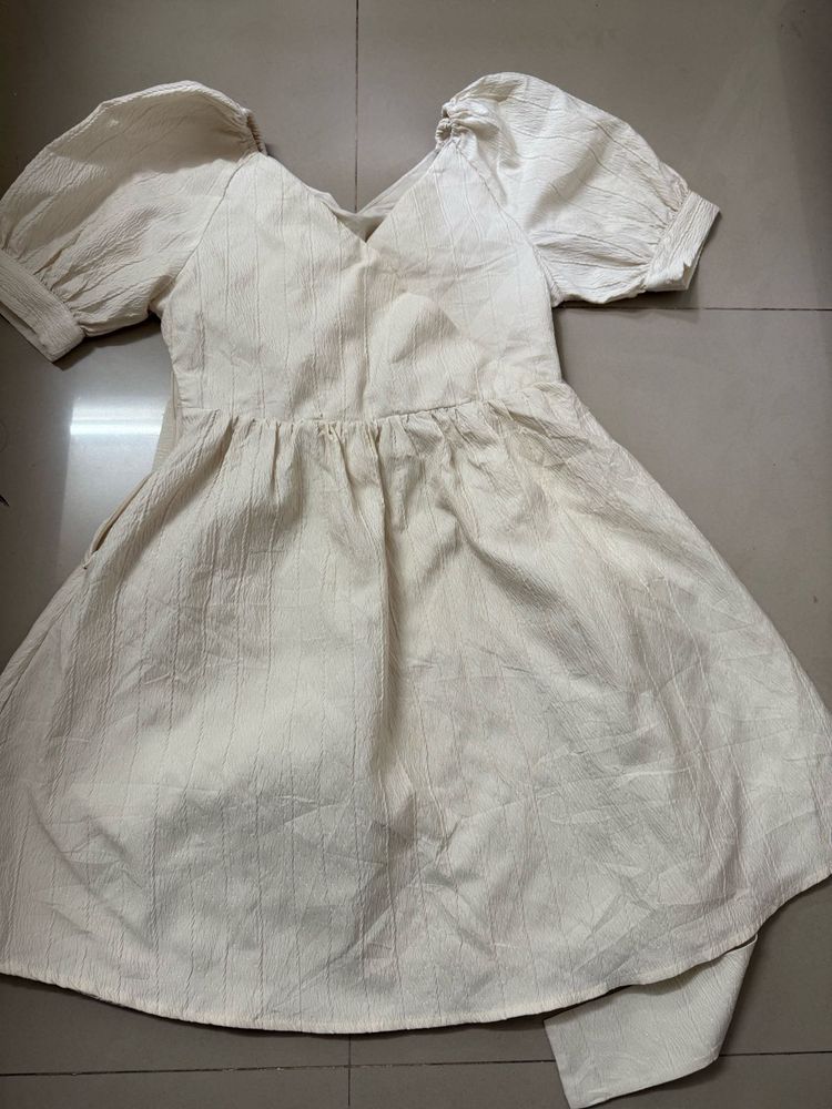 Cream Puff Sleeve Mini Dress