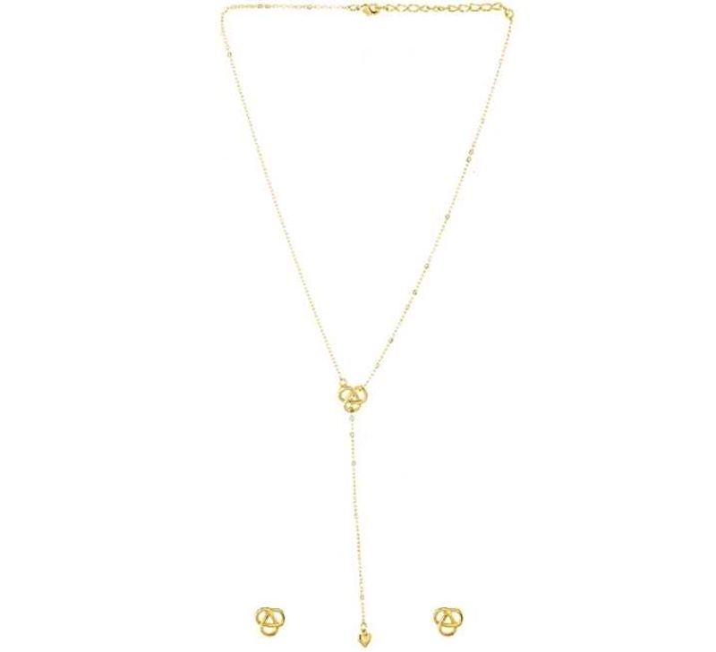 Gold Y Drop Necklace &amp; Earring Set