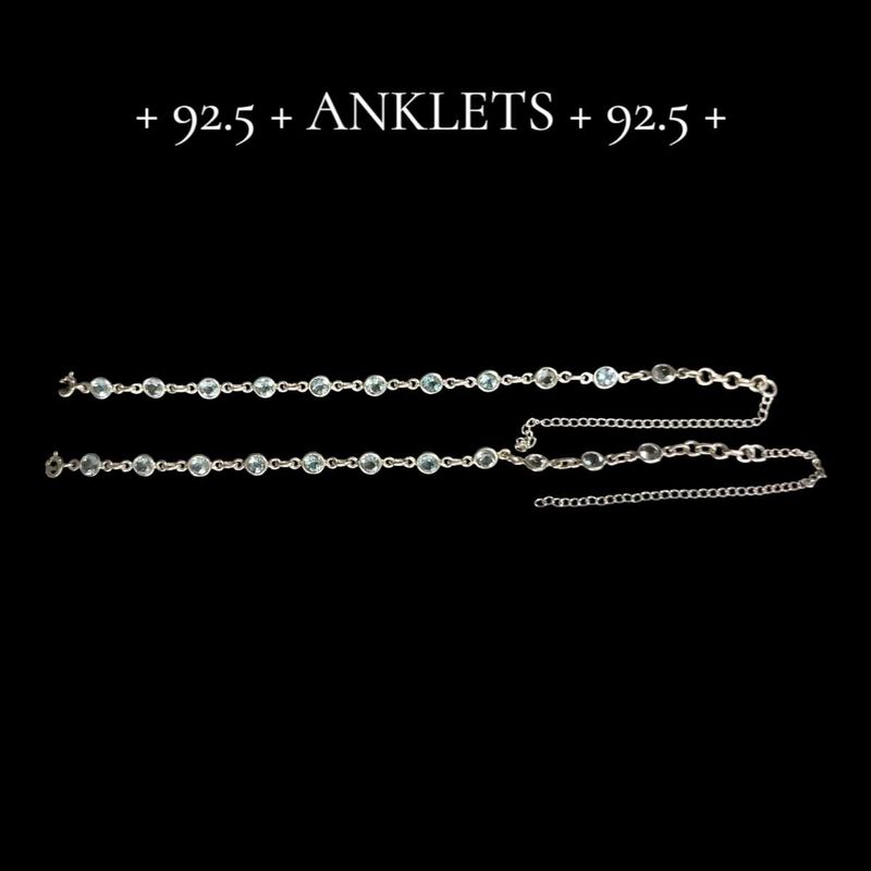92.5 Silver Blue Topaz Anklets (3 In 1)