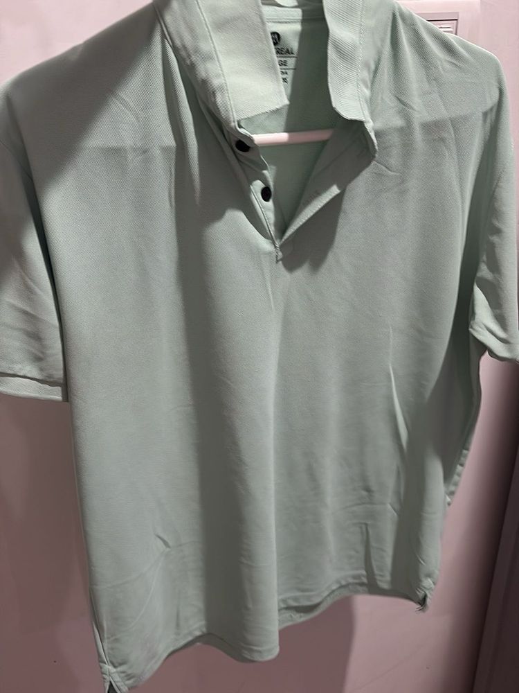 Men&#39;s Light Green Button-Down Polo