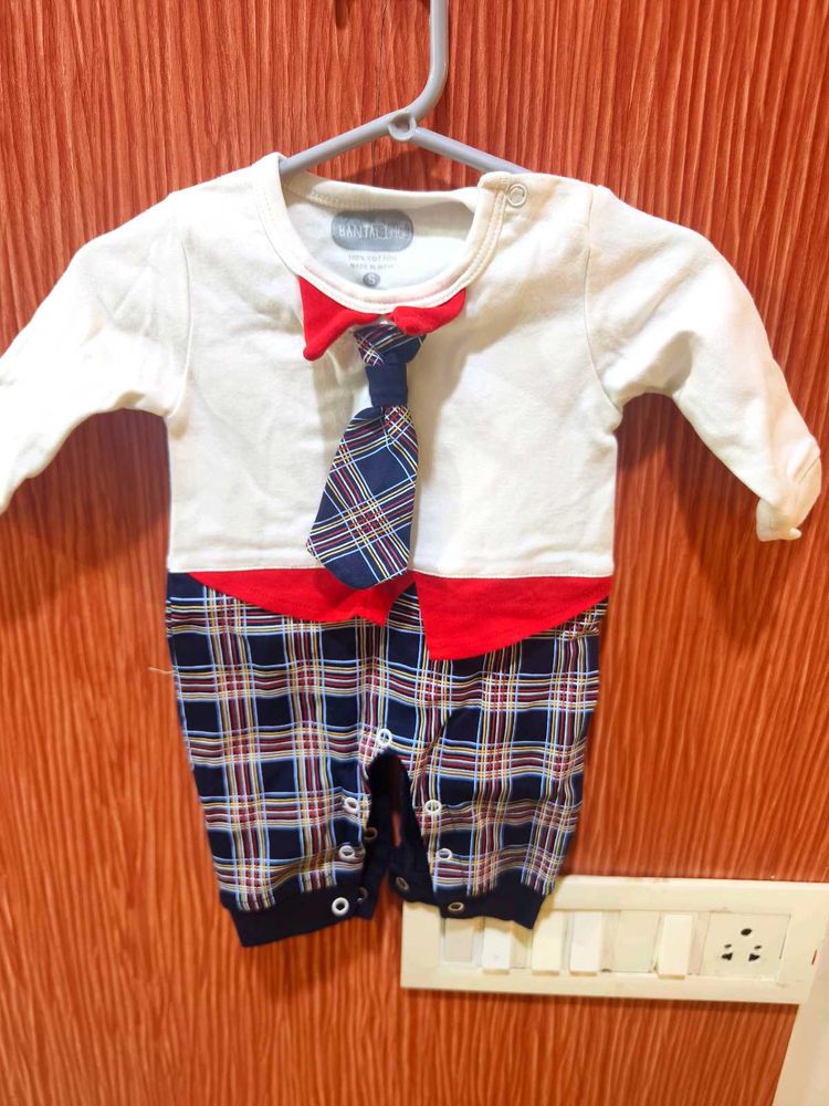 Baby Plaid Romper with Tie