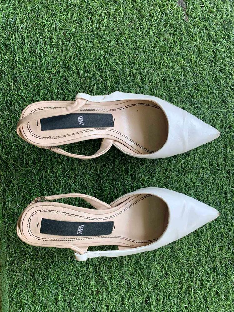 Zara White Heels
