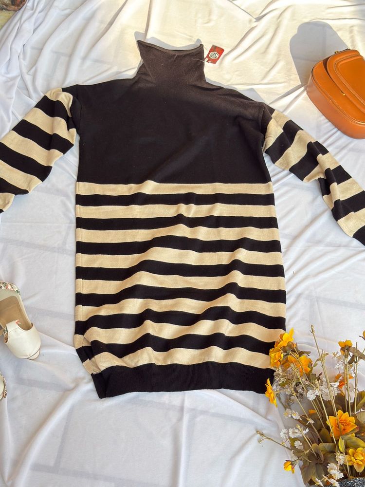 Striped Turtleneck Dress