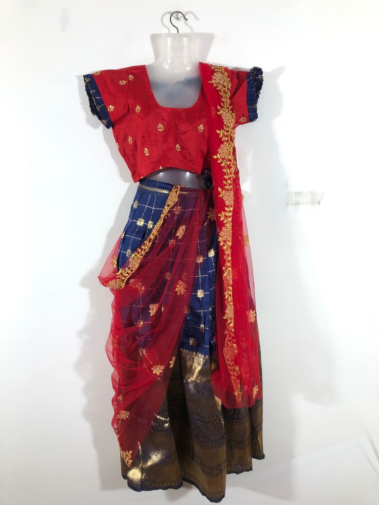 Navy Blue&amp;Red Ethnic Set(Girl’s)