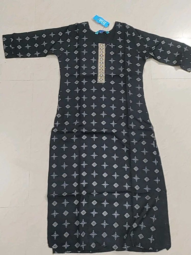 Elegant Black Printed Kurta