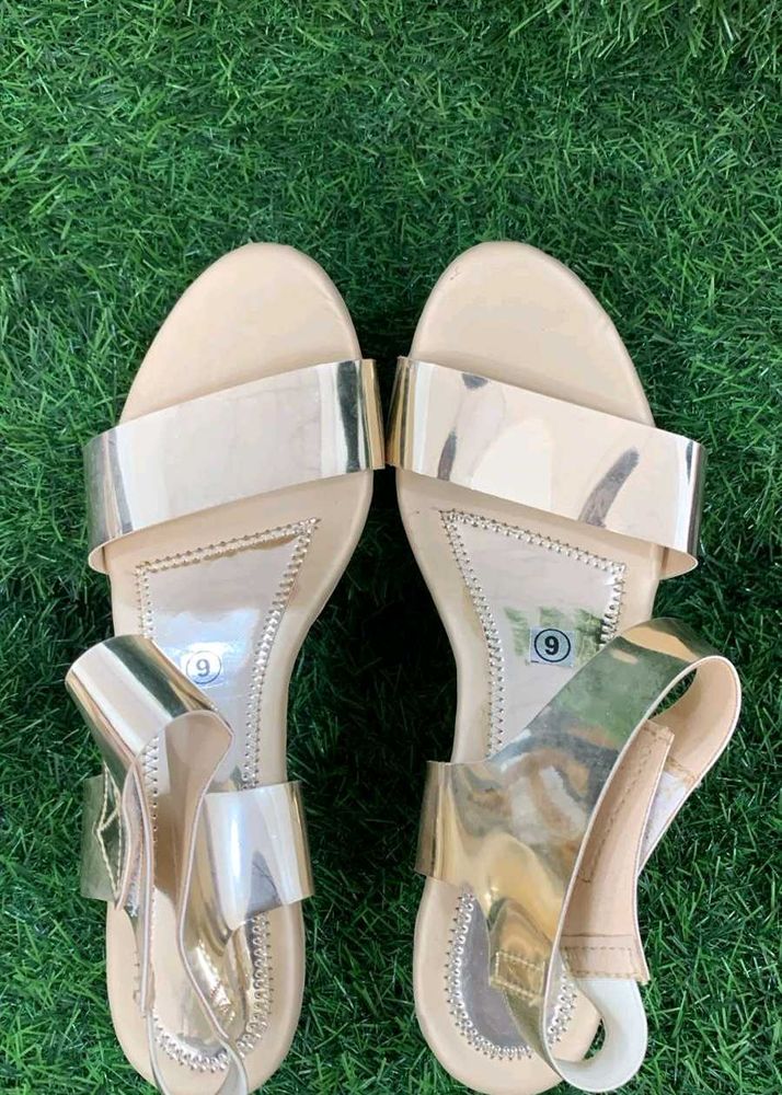 New Heels Golden Wedge Party Wear