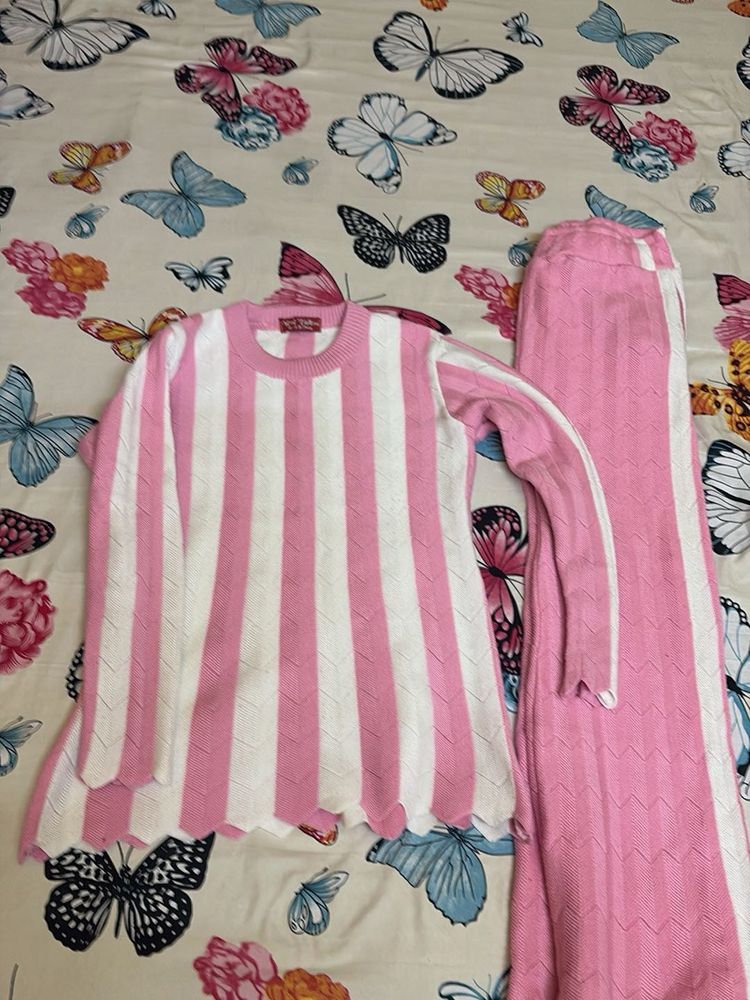 Pink &amp; White Striped Co-ord Set