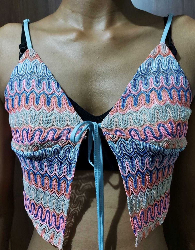 Crochet Tie Front Top