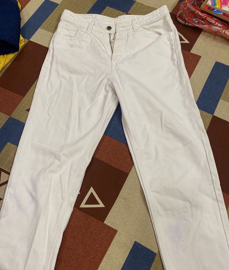 white Straight Leg Pants