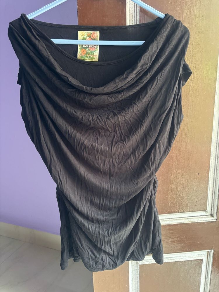 Draped Neck Mega Sleeve Top