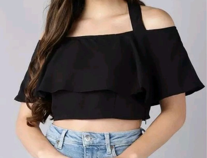 black half shoulder top