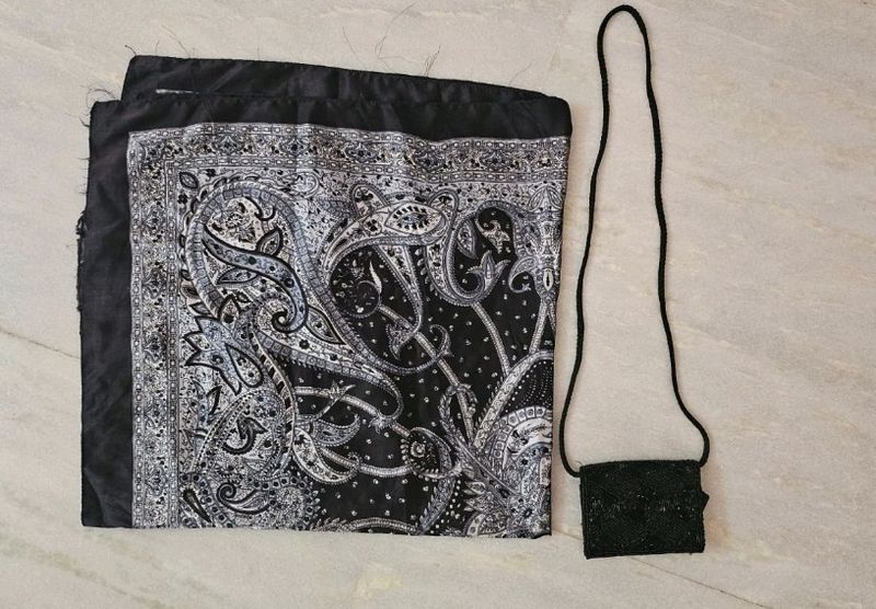 Elegant Black Sling Bag and Scarf Combo