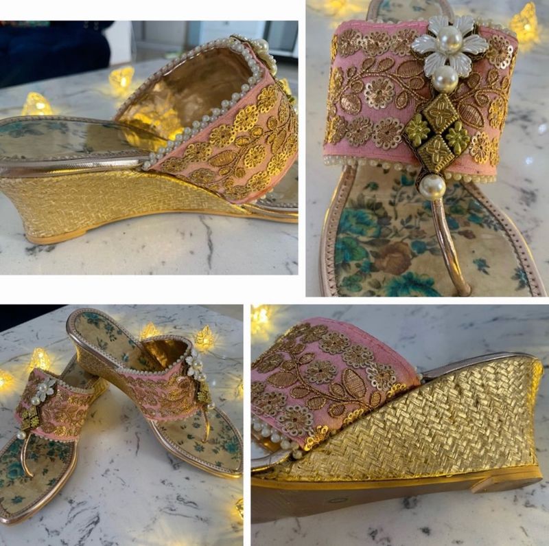 Embroidered Wedge Heel Sandals