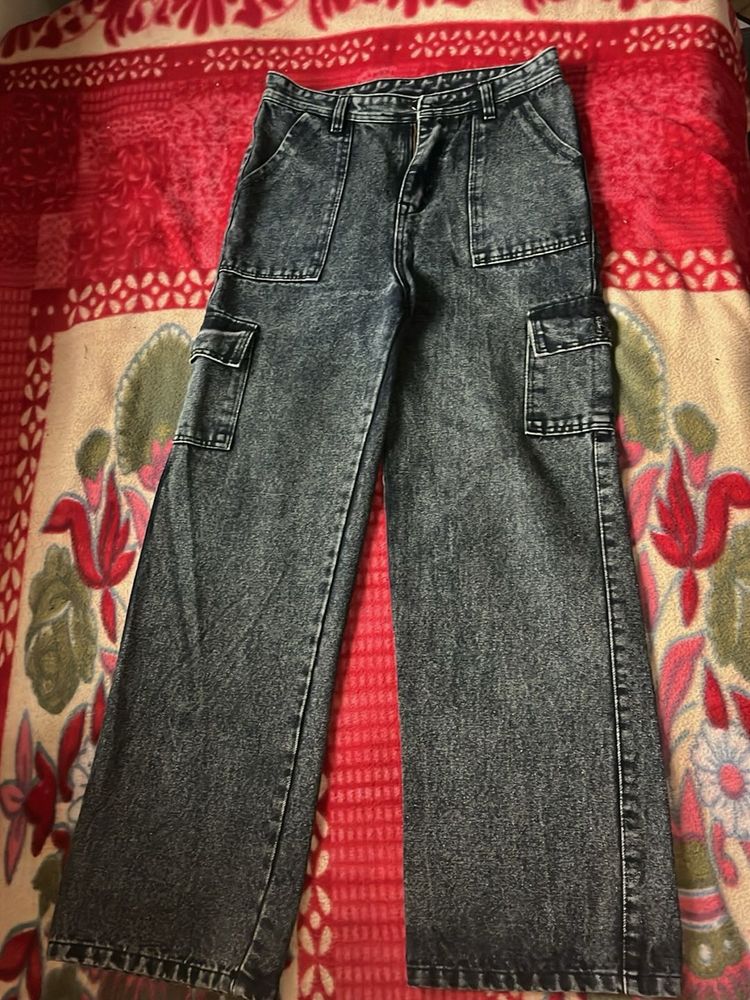 Acid Wash Cargo Jeans