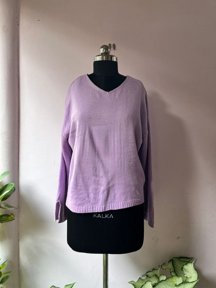 Lavender V-Neck Sweater