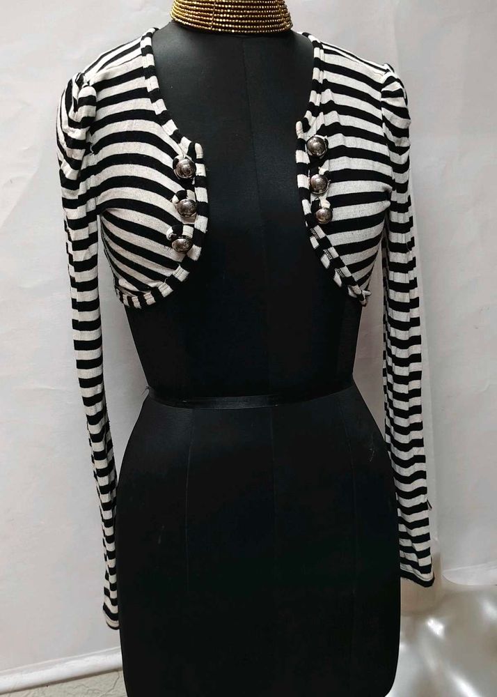 Tops For Rs.99 Only/ Black &amp; White Cardigan