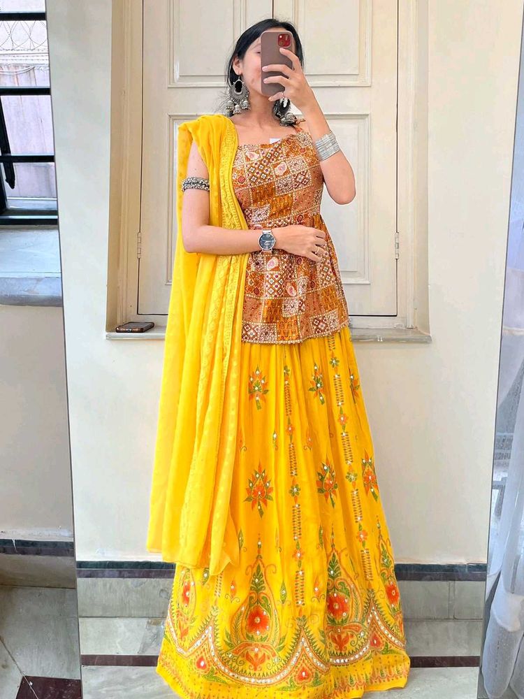 Yellow Embroidered Lehenga Choli