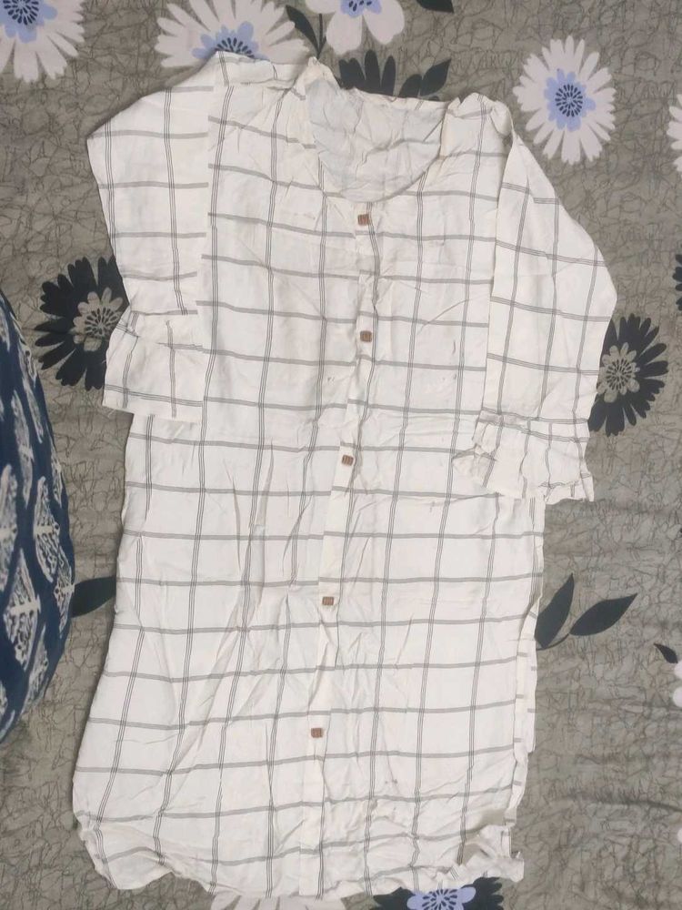 White Button-Down Kurti