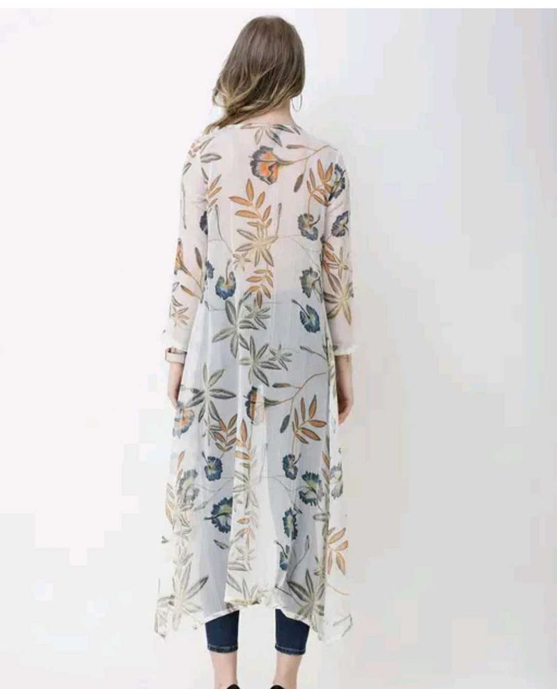 Floral Print Sheer Shrug