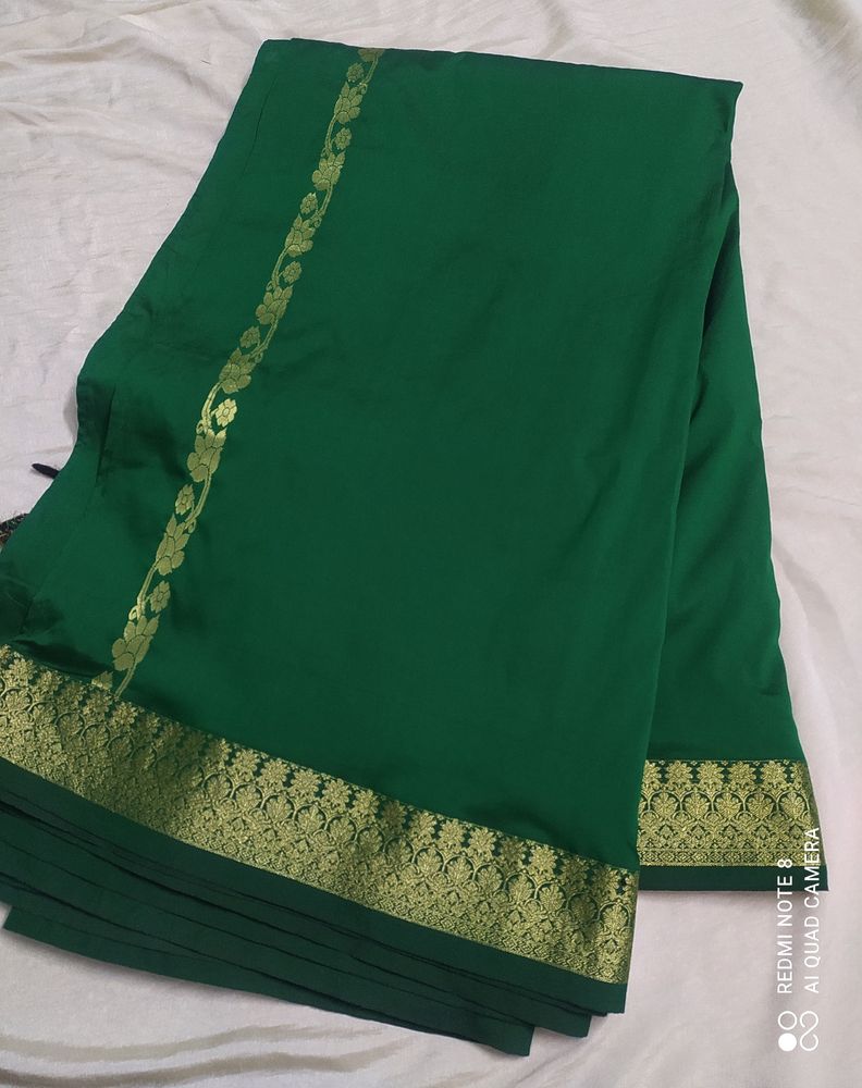 Bottle Green Semi Silk Saree
