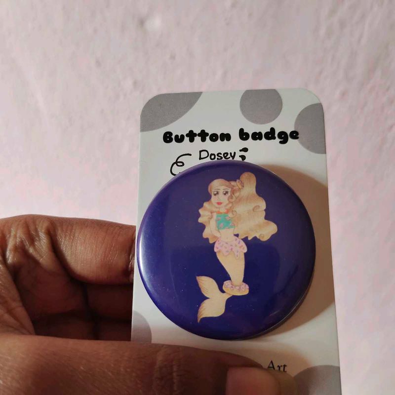 Mermaid Button Badge (Dosey)