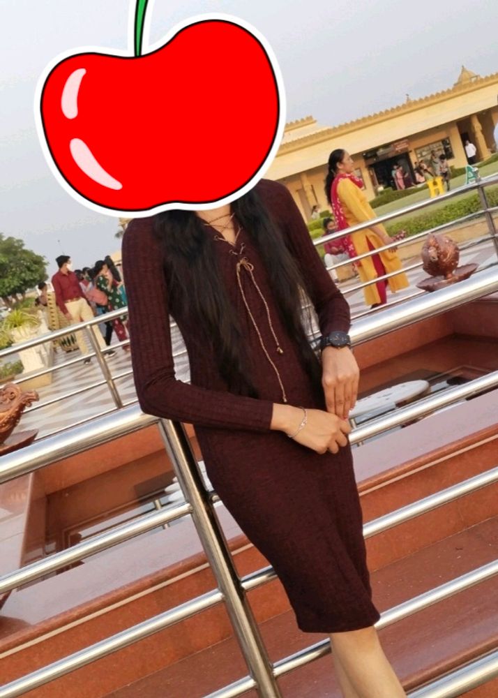 Burgundy Knit Midi Dress