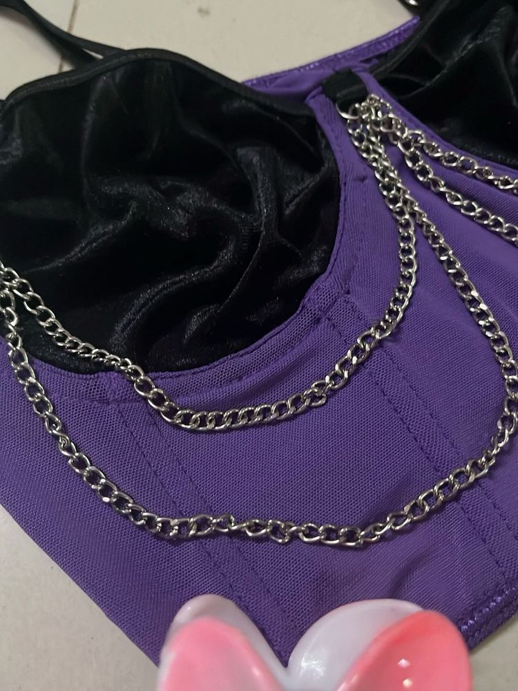 Purple Chain Detail Corset Top