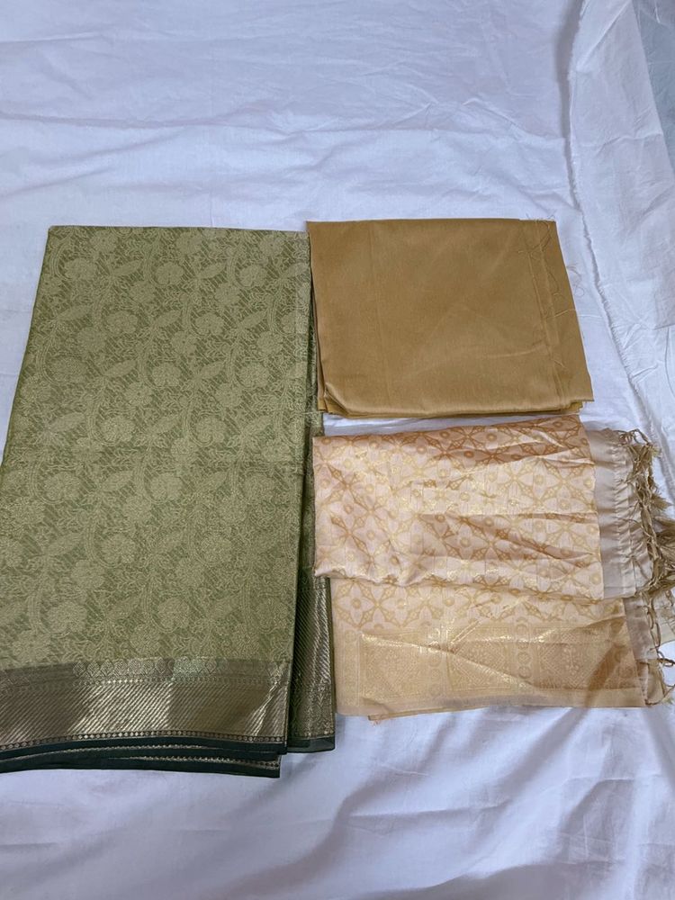 Festive Olive Banarasi Suit