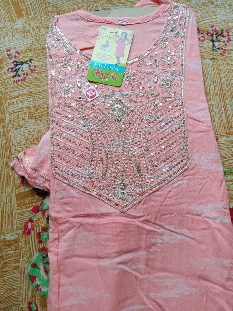 Pink And Green Kurta Set
