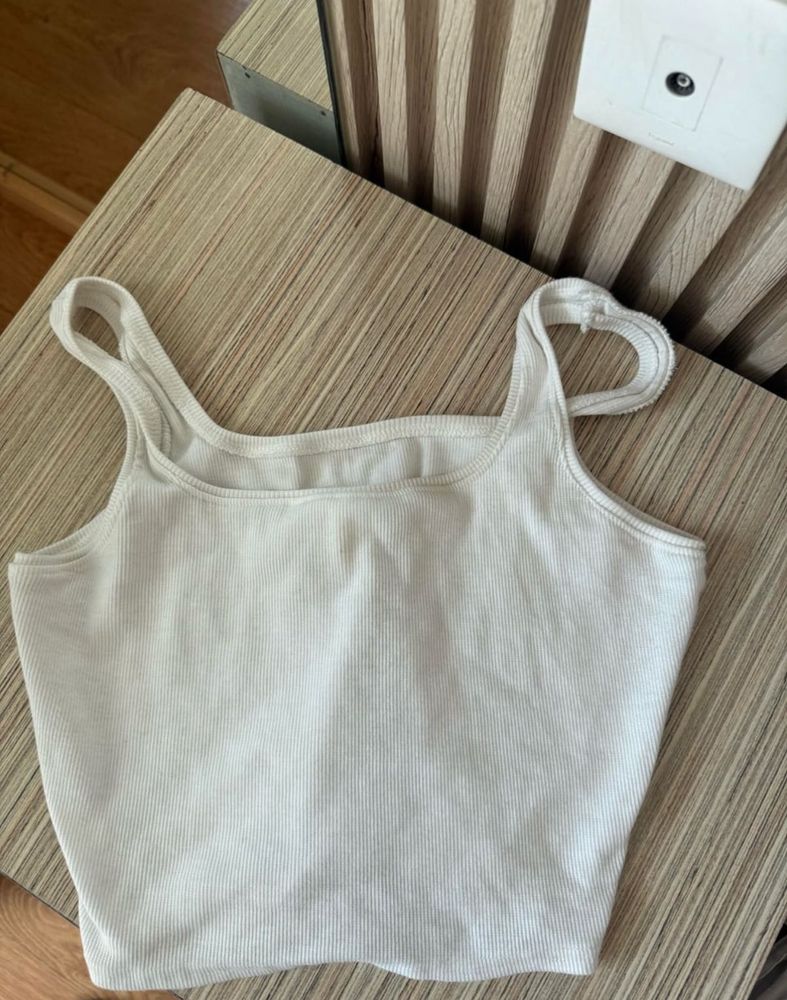 White Ribbed Tank Top