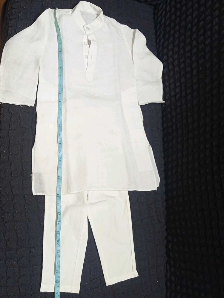 kids White Cotton Kurta Set