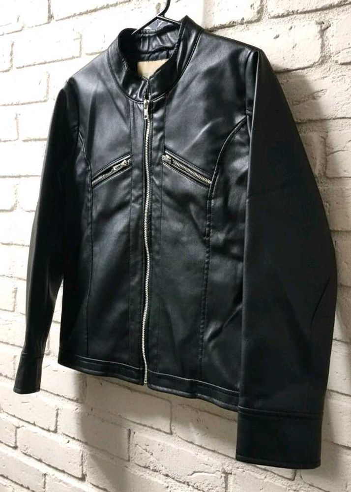 Black Faux Leather Moto Jacket