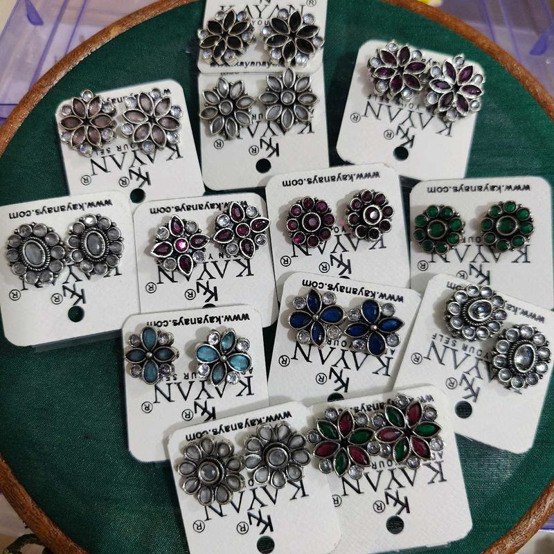 Any one (1) Oxidized Flower Stud Earrings -