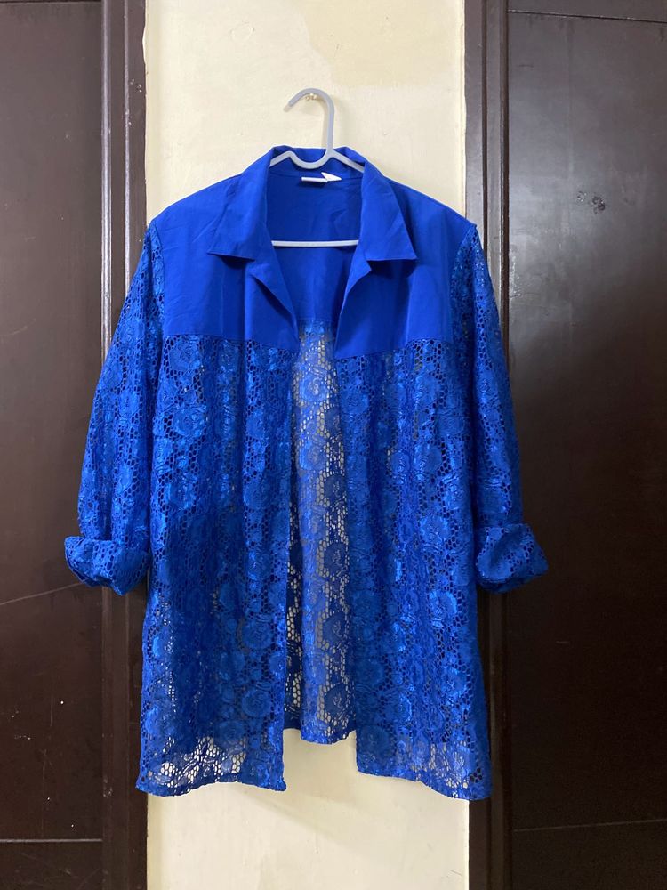 Blue Lace Open Cardigan Fits M-xxl